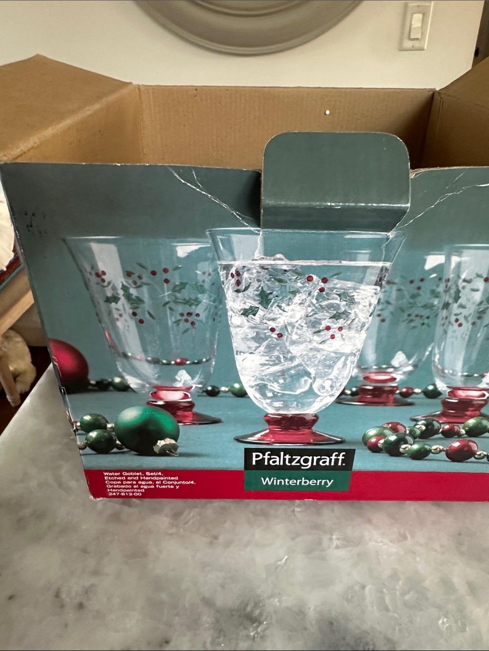 Pfaltzgraff Winterberry Clear Glasses with Red Accents